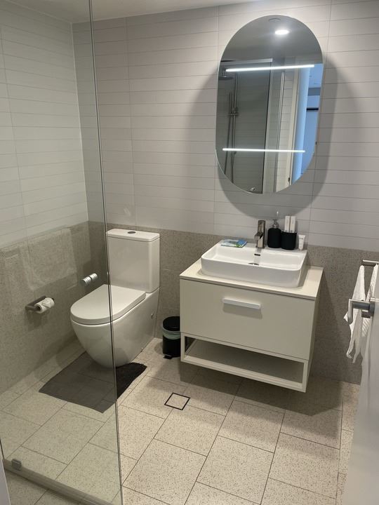 Bathroom vanity and shower, end of lease