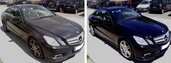 Before and after self-service car cleaning